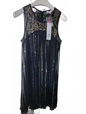Parker Black And Gold 60s Style Beads N Sequence Party Dress Sz. M..MWT